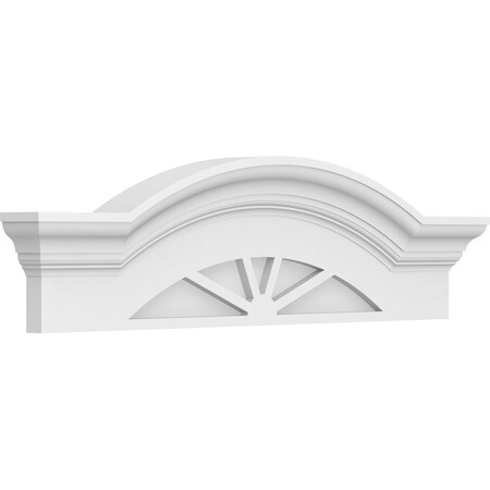 Ekena Millwork Segment Arch W/ Flankers 4 Spoke Architectural Grade PVC Pediment, 28"W x 8"H x 2-1/2"P PEDPS028X080SGF04